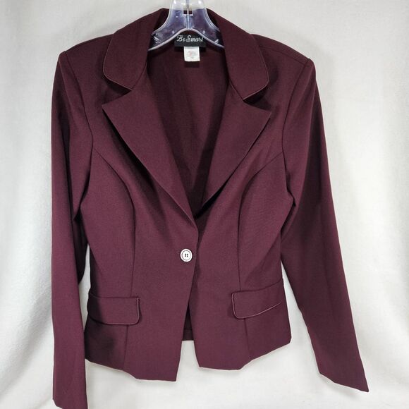 Jackets & Blazers - Be Smart Maroon Unlined Dress Blazer Women's Size 7/8 Workwear, Classic, Biz